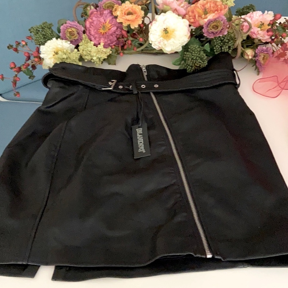 BLANKNJC SIDE ZIPPER HIGH WASTE LEATHER SKIRT